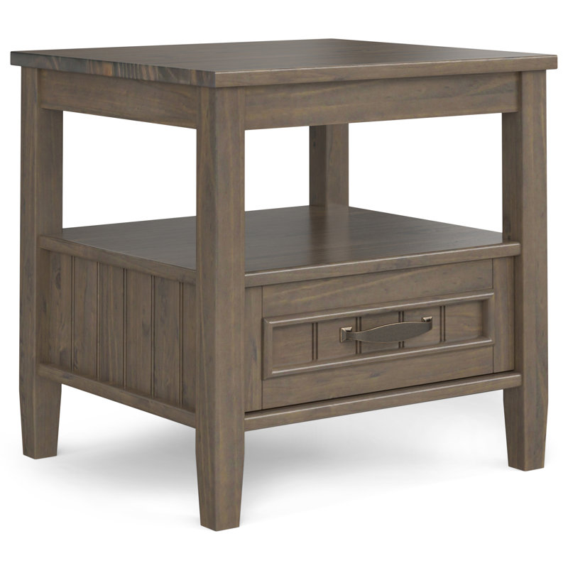 Solid Wood End Table with Drawer, 19.70" H x 20.10" W x 18.10" D