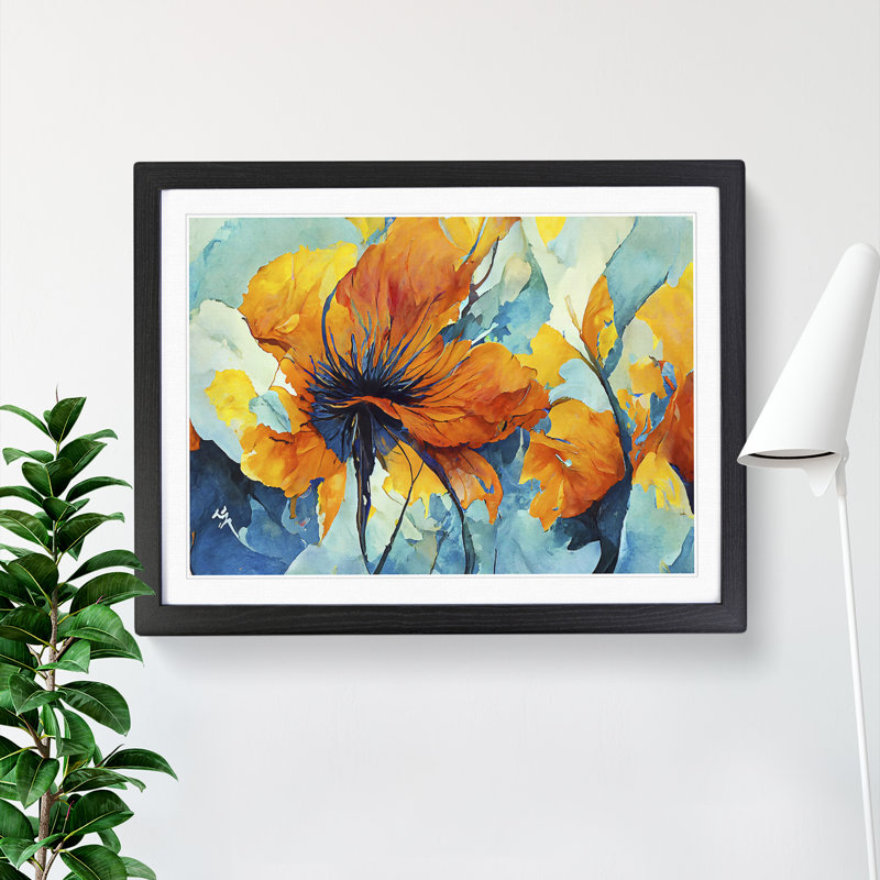 Flowers Abstract Vol.2 - Single Picture Frame Painting, 46cm H x 64cm W x 2cm D, Black