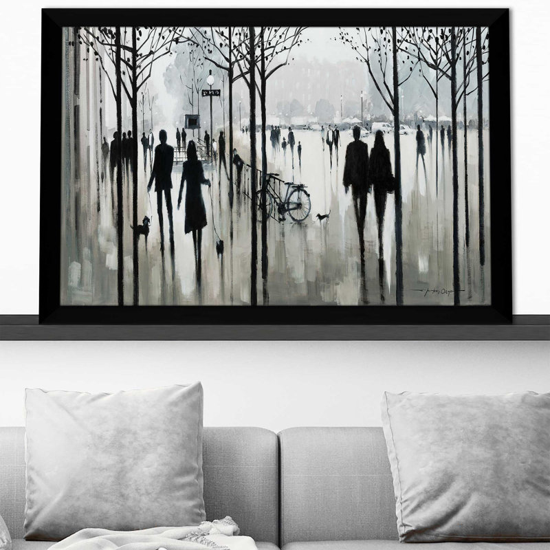 Morning Paris par - Peinture, Cadre noir, H 27,5 po x l 39,5 po x P 0,75 po