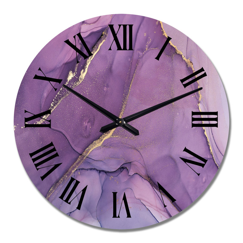 Horloge murale mauve liquide Art Waves II, Médium