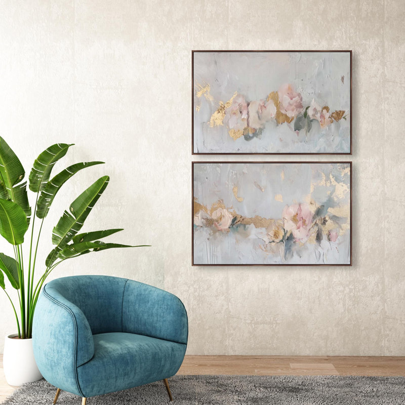 Oliver Gal Velvet Alloy Set Floral Abstract - Liquid Framed Canvas Art, 25" H x 37" W, Brown