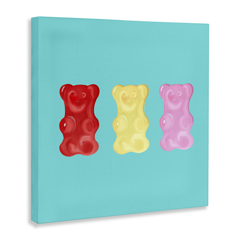 «Cute Gummy Bear Candies», art mural sur toile par Ashley Singleton, H 24 po x l 24 po x P 1,5 po