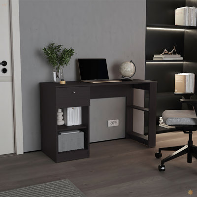 120-Home 47" Wide One Drawer Desk , Four Shelves, Writting Desk, Gamer Desk, Home Office, Living Room
