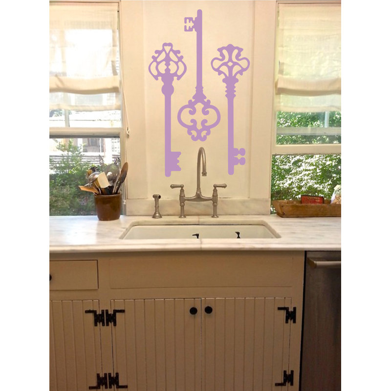 Décalcomanie murale clés squelettes, H 22 po x l 21 po x P 0,01 po, Lilas