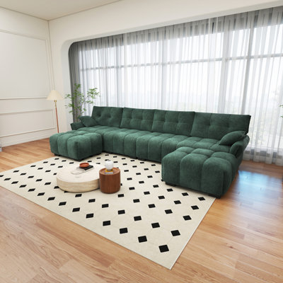 4-Seater Sofa Set With 2 Ottomans, Solid Wood Frame With Premium Chenille Fabric, And High-Resilience Cushions, Perfect For Living Room