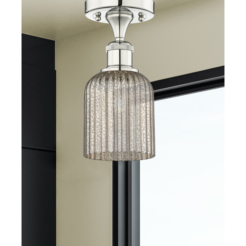 Edison - Adriena - 1 Light 5" Semi-Flush Mount, Polished Nickel, Metallic Gray