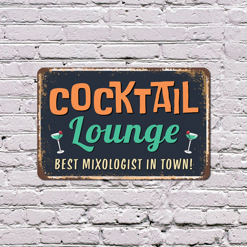 Cocktail Lounge Mixologist 8 Inch x 12 Inch Plastic Sign