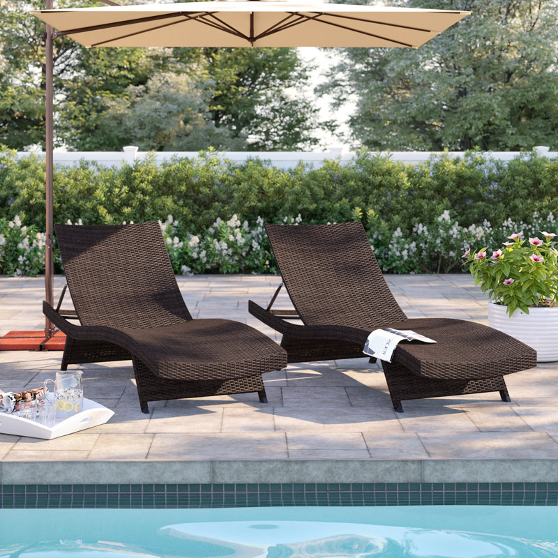 Ensemble de chaises longues inclinables 79,25 po Blaise, Brun-multicolore