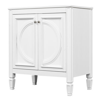 Meuble-lavabo de 30 po avec lavabo en céramique, Grace Vintage, tablette blanche, lavabo ajustable en bois véritable et armoire, look, portes à fermeture douce, rangement spacieux, lavabo,