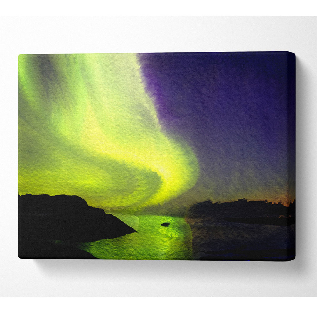 Northern Lights River Flow - Kunstdrucke auf Leinwand