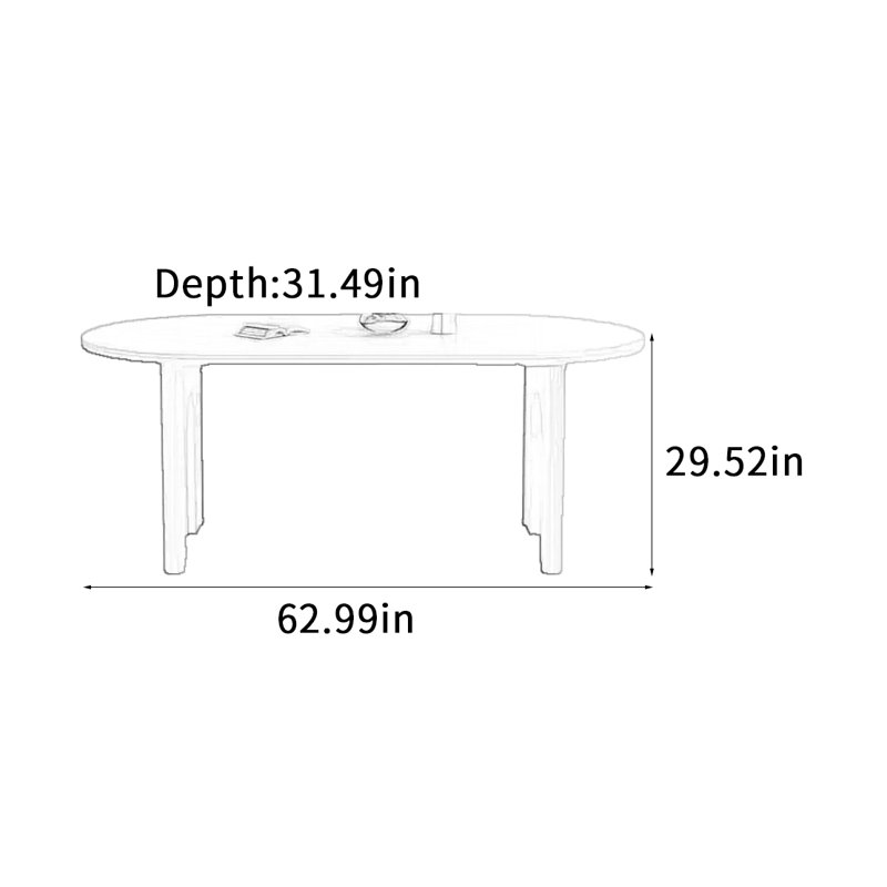 Cream Style Arcades Dining Table, 29.52"H x 62.99"L x 31.49"W