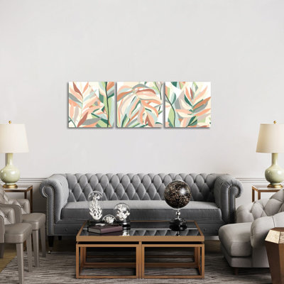 Soft Tropicals Triptych - Canvas Wall Art Set - Wrapped Canvas (Set of 3)