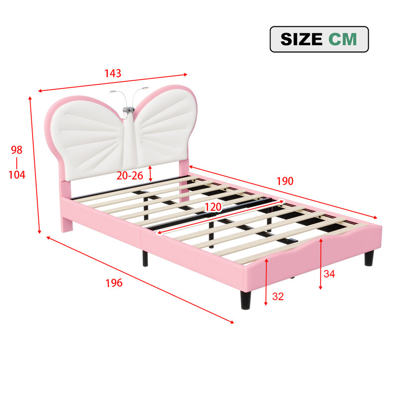 Bed, 120×190cm, Pink