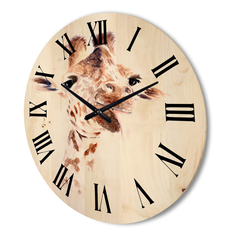 Horloge murale Portrait de girafe en bois, Très grand