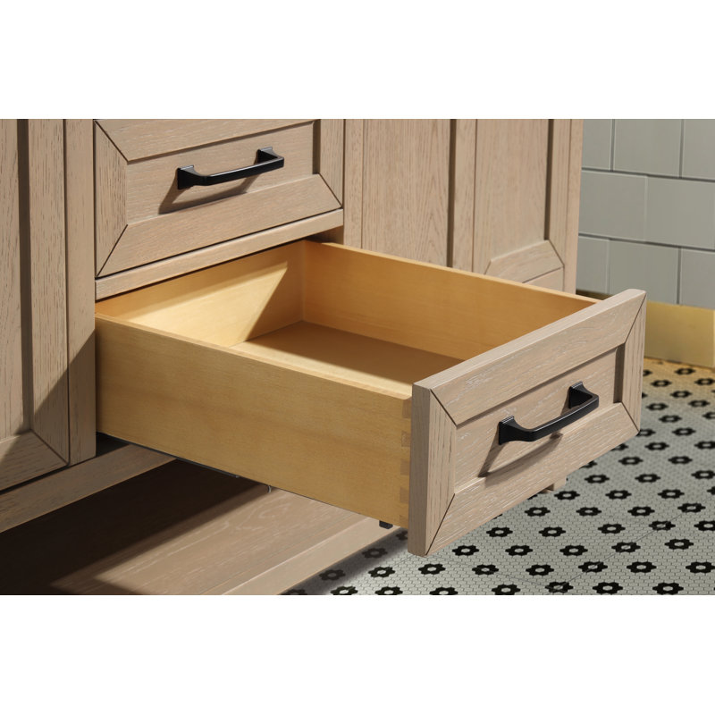 Venice 60" Oak Gray Solid Wood Double Bathroom Vanity