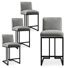 Tabourets de bar 25 po à hauteur de comptoir rembourrés avec sièges en tissu texturé et base en métal noir