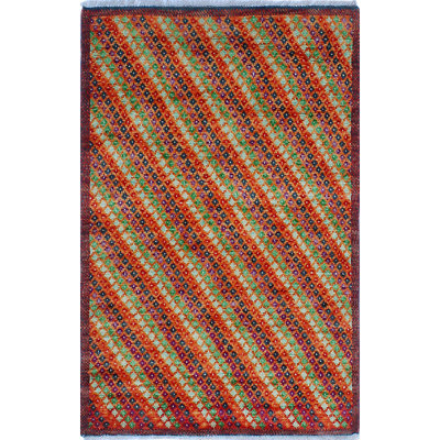 Tapis de zone en laine noué la 3 pi 2 po x 4 pi 11 po one-of-kind-orange Altoona