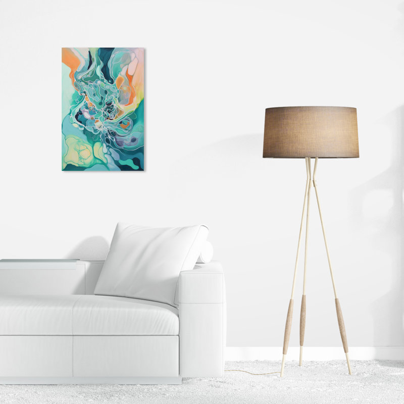 Abstract Falling Water Abstract Tropical Green Canvas Wall Art Print, H 24 po x l 16 po x P 0,8 po