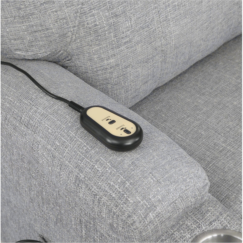 Light Gray Chenille Recliner W/Power Lift & Massage