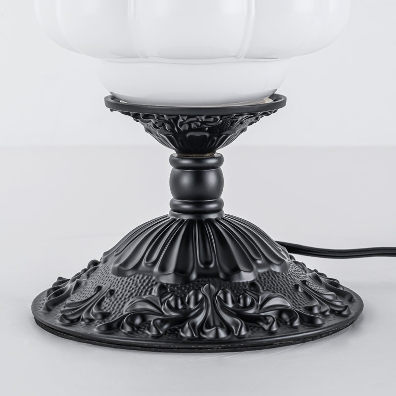 Glint 1-Light Transitional Metal & Glass Table Lamp with Carved Base