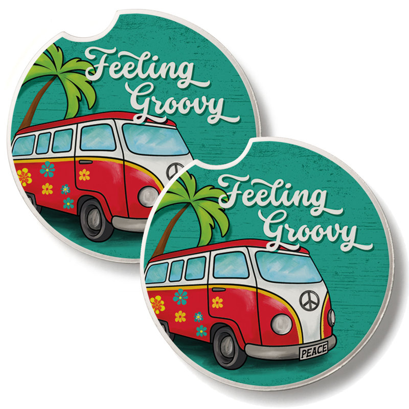 Ensemble de 2 sous-verres de voiture Feeling Groovy Bus