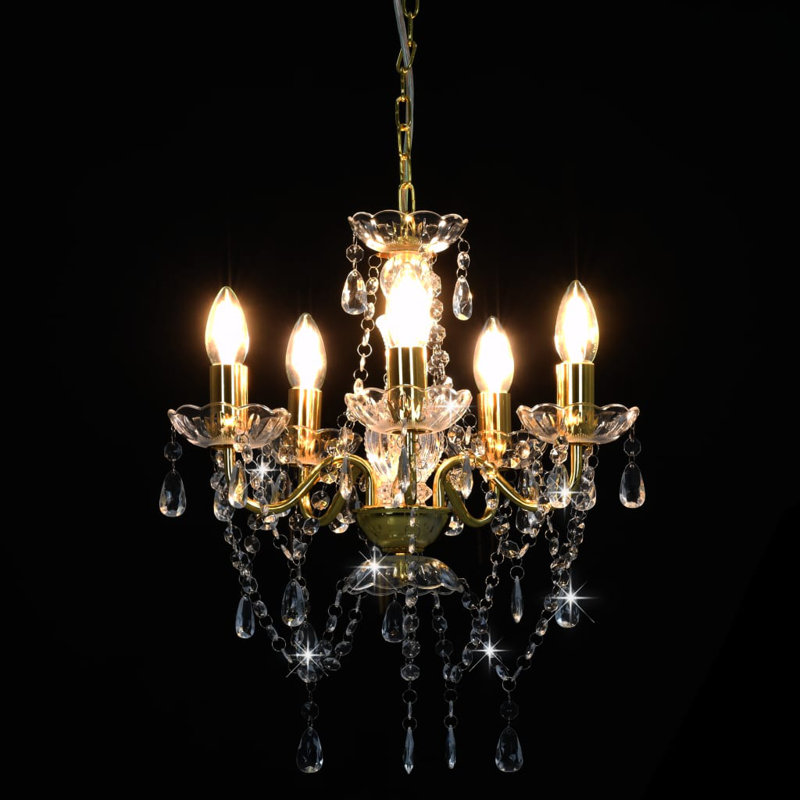 Alta 5 - Light Silver Chandelier Pendant, Golden/Transparent