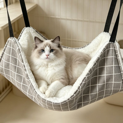 Lit réglable pour hamac pour chat suspendu, nid de panier de cage pour chat en peluche chaud double face, chaise longue détachable et lavable pour chats et petits chiens, plusieurs options de motifs