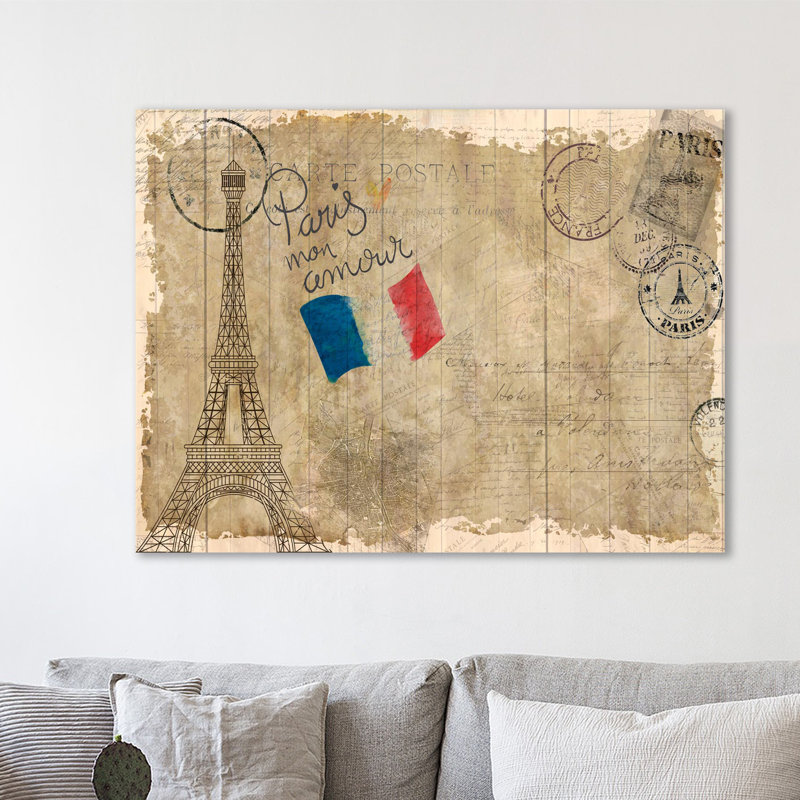 Postcard Paris by Kimberly Allen - Wrapped Canvas Print, 61cm H x 81cm W x 4cm D
