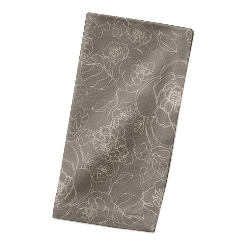 Serviette florale rectangulaire, Brun