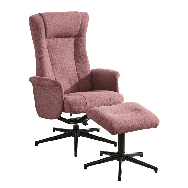 Morganti TV Chair with Stool, Pink Polyester Blend