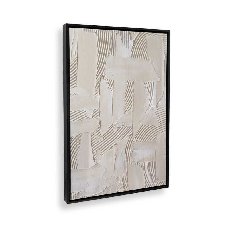 «Neutral Brushstroke Harmony», reproduction sur toile, H 12,75 po x l 8,75 po x P 1,75 po, Cadre flottant noir satiné
