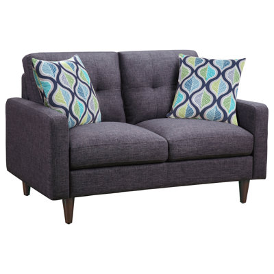 Retro Grey Tufted Loveseat With Track Arm