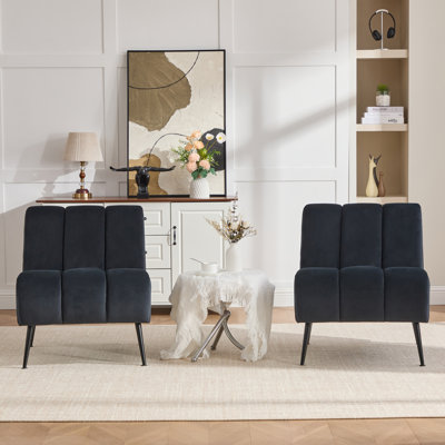 Upholstered Tufted Armless Accent Chair (Set Of 2)