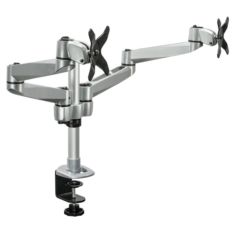  Dual Arm Articulating Computer Monitor Height Adjustable 2 Screen Desk Mount, Clamp