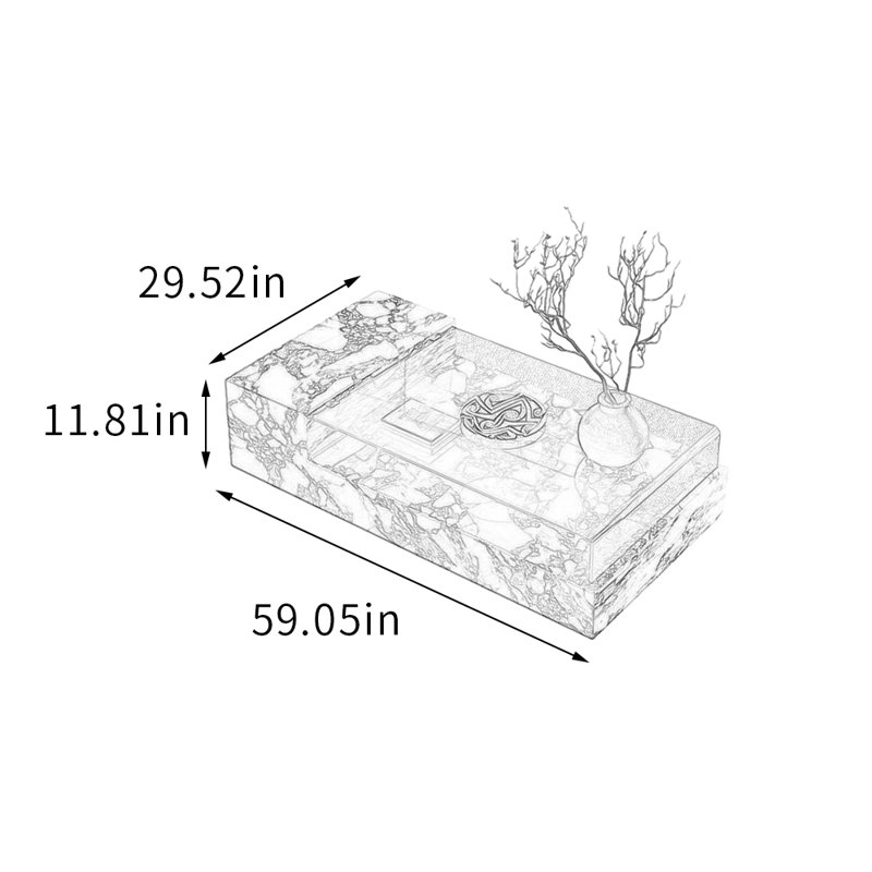 Table basse en ardoise avec rangement ouvert Simplicity, Blanc/Noir, H 11,81 po x L 59,05 po x l 29,52 po