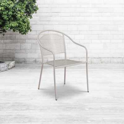 Commercial Grade Indoor-Outdoor Steel Patio Arm Chair with Round Back by Wade Logan