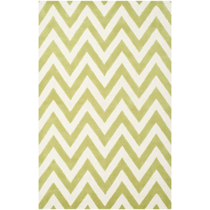 Sanyla Hand Tufted Wool Chevron Rug, Rectangle 3' x 5'