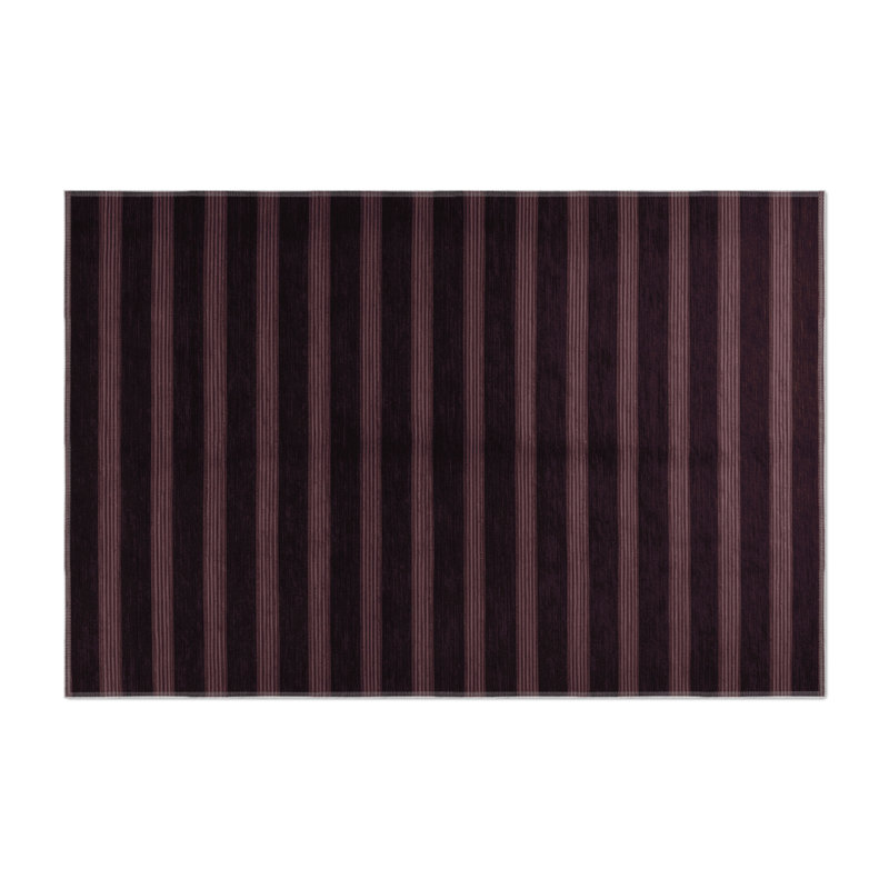 Tapis intérieur / extérieur noir HorizontalStripes, Rectangle 9 pi x 12 pi