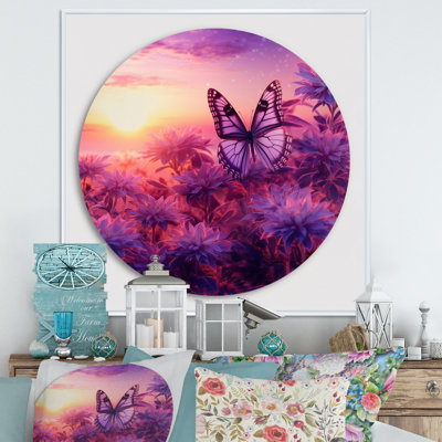 Magnifique coucher de soleil papillon rose