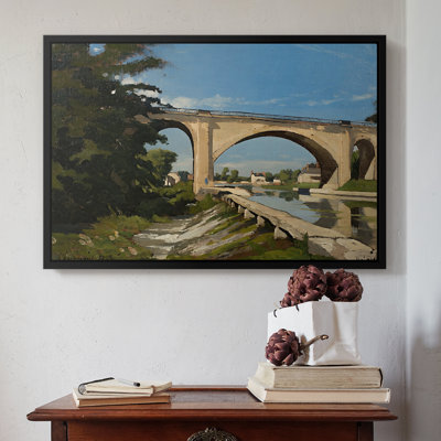 Le pont de chemin de fer à Briare, 1888 - Henri Harpignies, toile tendue avec châssis