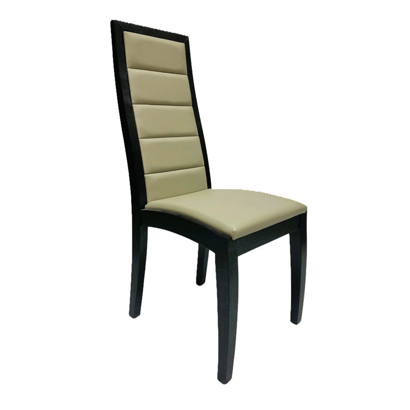 Chaise de salle à manger en placage noir Venus avec revêtement gris (ensemble de 2), Laque grise / noir