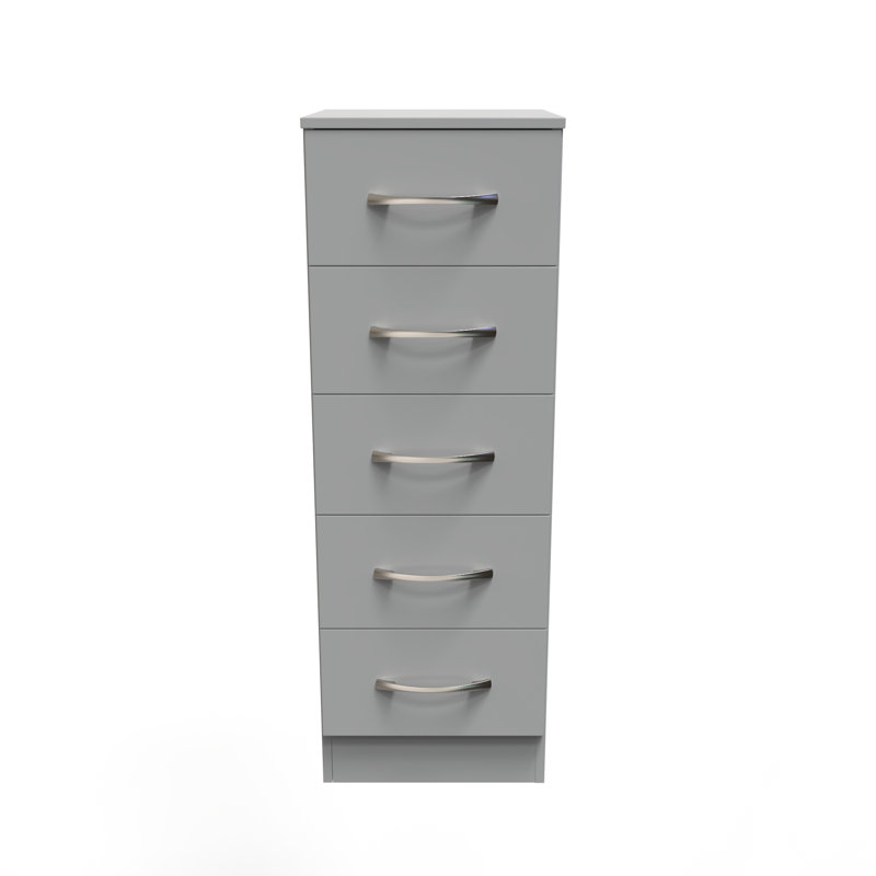 Fully Assembled Alinuswe 5 - Drawer Chest of Drawers, Dusk Grey