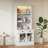 83.4"Tall Bookshelf Suite With LED Lighting,  Bookcases With Glass Doors And Drawers,2-Piece Set Storage Bookcase Suite With Open Shelves