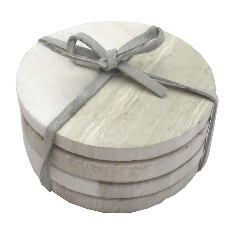 Betim Marble Round 4 Piece Coaster Set