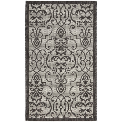 Trofin Rectangle Machine-made Power Loom Abstract Ivory/Charcoal Indoor/Outdoor Area Rug