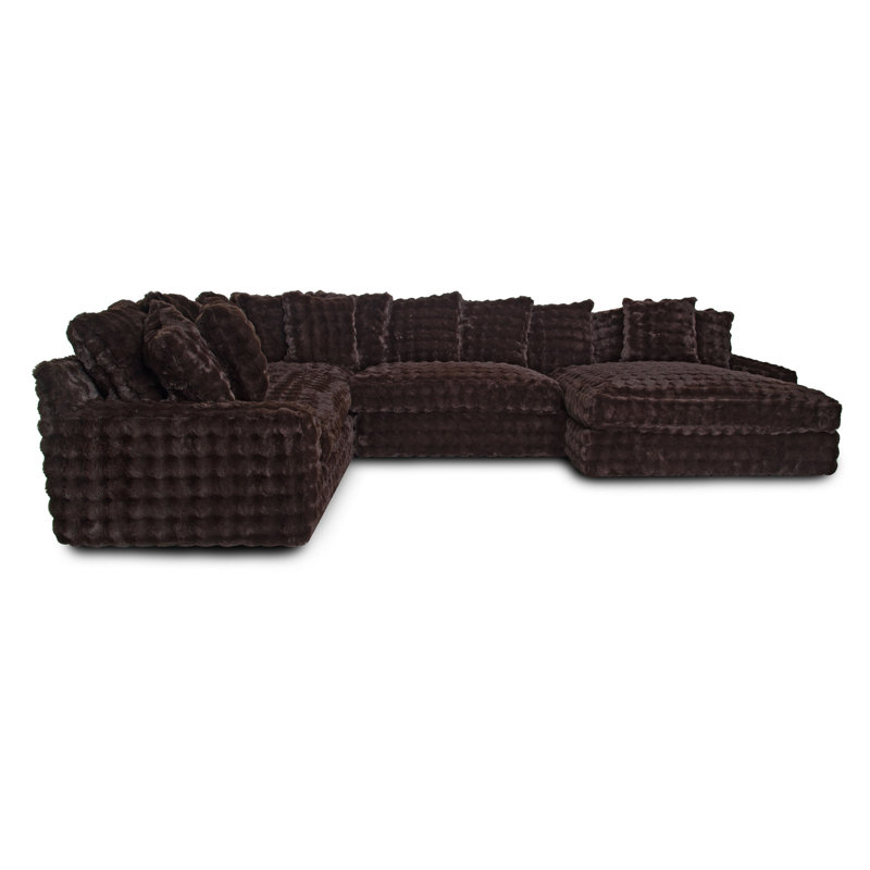 Everette 4-Piece Sectional With Chaise, Brown Polyester, Right Hand Facing