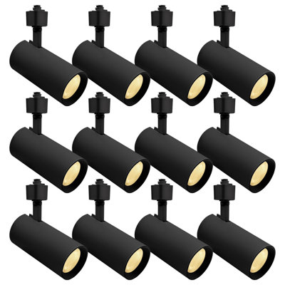 Éclairage sur rail DEL Luxrite 3 pouces, 5CCT, CRI90, 30W, 2300LM, inclinaison réglable 358 ° + 90 °, têtes d'éclairage sur rail de type H, à intensité variable, ETL, paquet rond noir 12