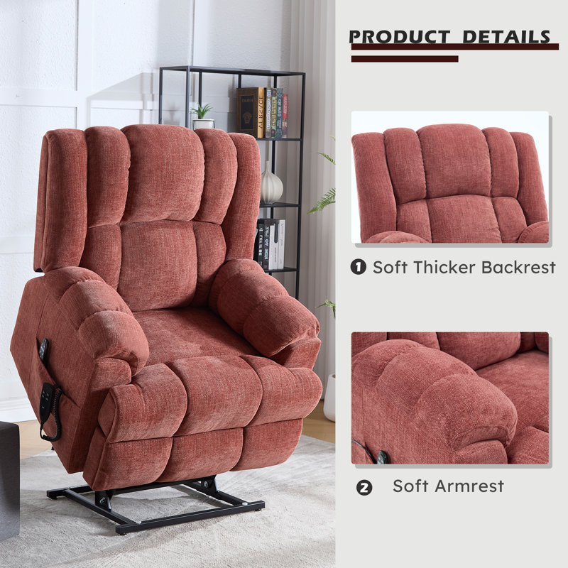 Dual Motor Power Lift Recliner with Heat and Massage, Infinite Position, 180°Reclining, Sidepocket