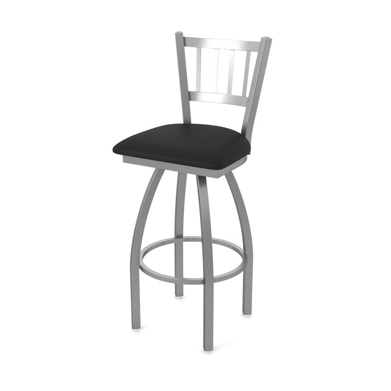 Tabouret pivotant 810 Contessa, Vinyle - vinyle noir, Acier inoxydable, Très grand (siège d'une hauteur de 36 po)