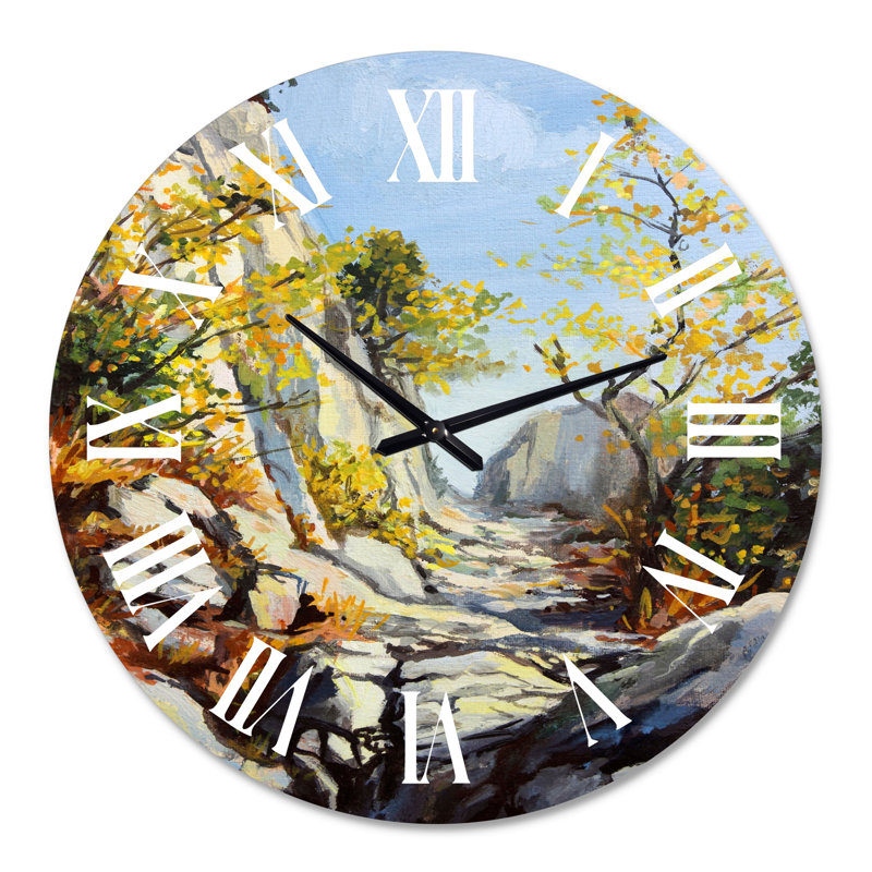 Marble Path In Autumn - Horloge murale traditionnelle, Surdimensionné